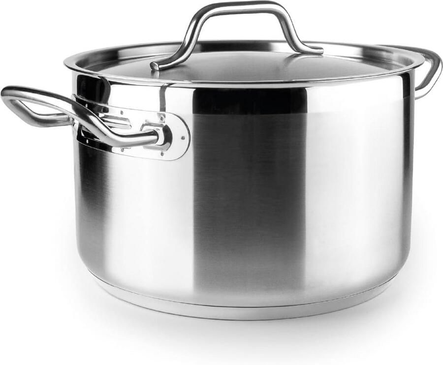 Steelpan met Deksel Kookpan Roestvrij Koken en Verwarmen Inductie Geschikt 28 cm Zilverkleurig