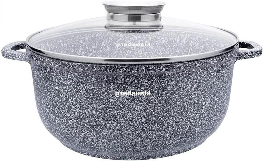 Steelpan met Deksel Kookpan Sauspan Eten Bereiden Marmeren Coating 26 cm Grijs