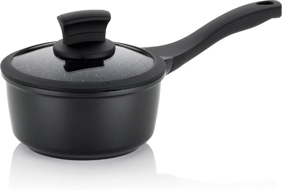 Steelpan met deksel Kookpan sauspan Gerechten bereiden Antiaanbaklaag 3 lagen 1 liter 16 cm Zilver