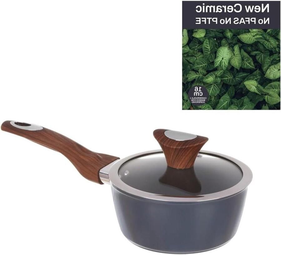 Steelpan met Deksel Kookpan Sauspan Gezond Koken Keramische Antiaanbaklaag 16 cm Blauw
