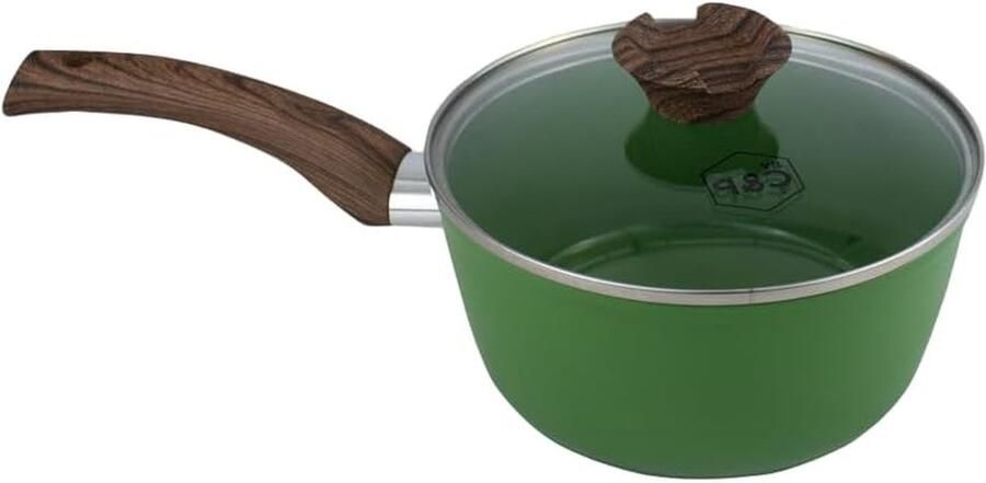 Steelpan met Deksel Kookpan Sauspan Gezond Koken PFAS-vrije Keramische Laag 18 cm Groen