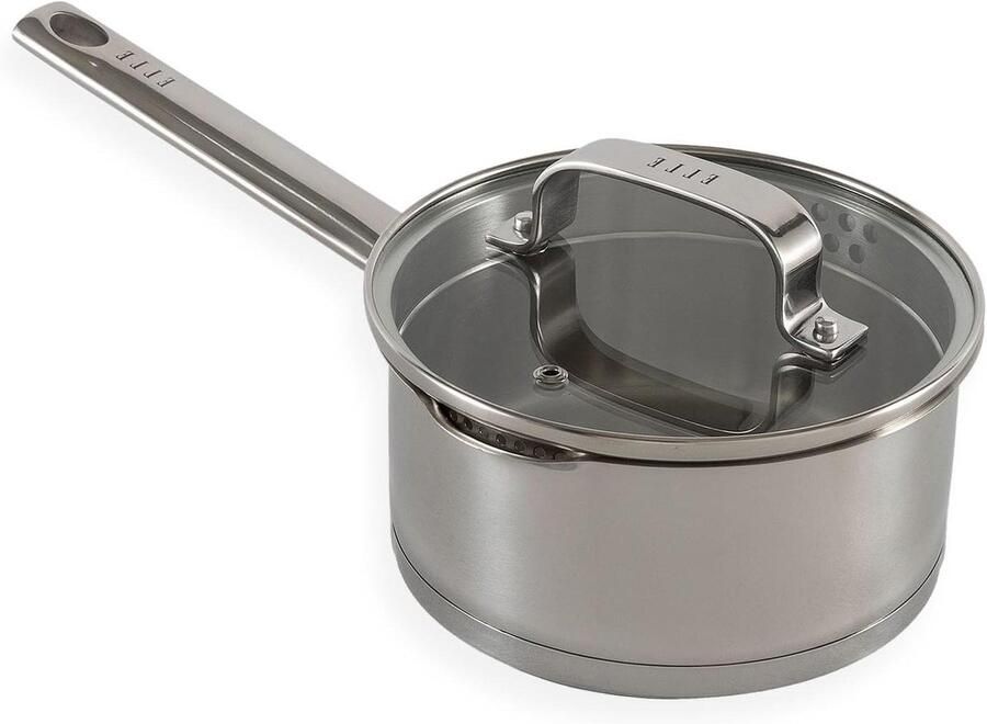 Steelpan met Deksel Kookpan Sauspan Koken en Serveren PFAS Vrij Ø 16 cm Zilver