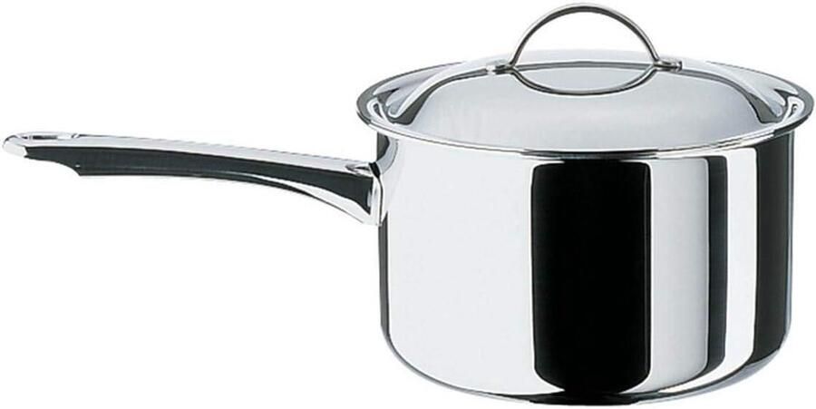 Steelpan met deksel Kookpan sauspan Koken en sudderen Meerlaags materiaal Ø 20 cm Gepolijst staal