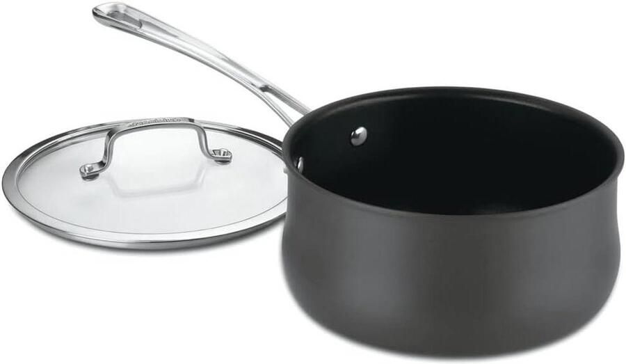 Steelpan met Deksel Kookpan Sauspan Koken en Verwarmen PFAS-vrije Antiaanbaklaag 1 Kwarts Zwart