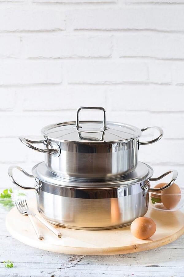 Steelpan met deksel Kookpan sauspan Koken op inductie Drievoudige diffuser bodem 20 cm Zilverkleurig