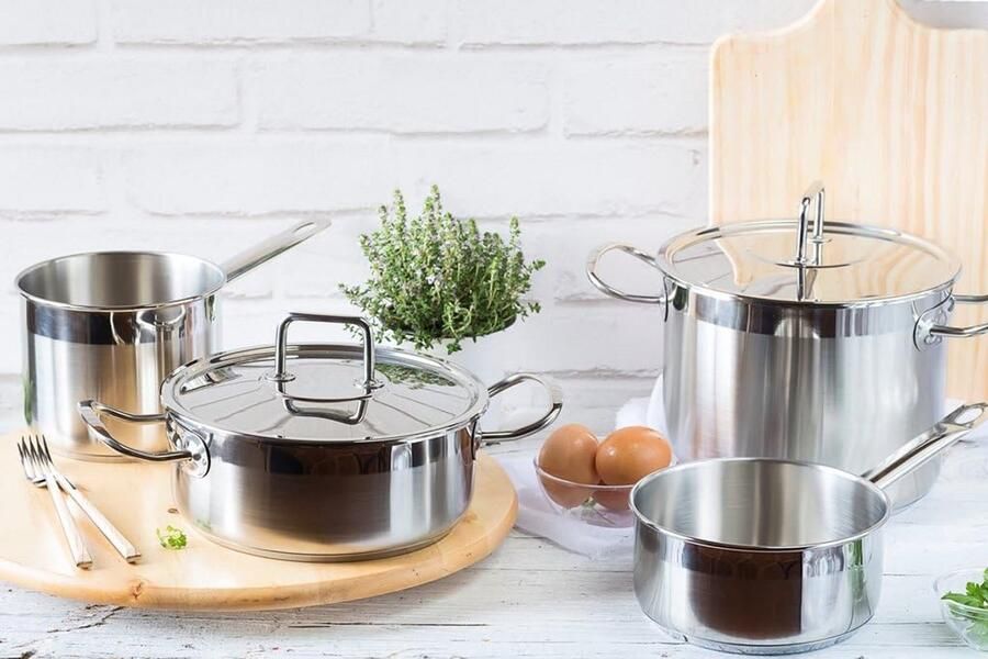 Steelpan met deksel Kookpan sauspan Koken op inductie Drievoudige diffuser bodem 20 cm Zilverkleurig