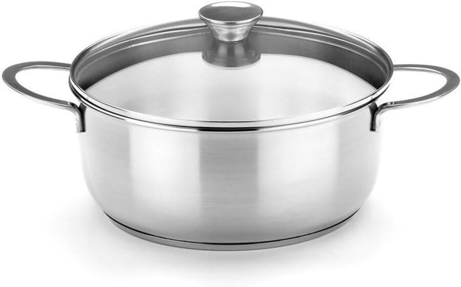 Steelpan met deksel Kookpan sauspan Lekker koken Drievoudige warmtedifusiebasis 20 cm diameter Zilverkleurig