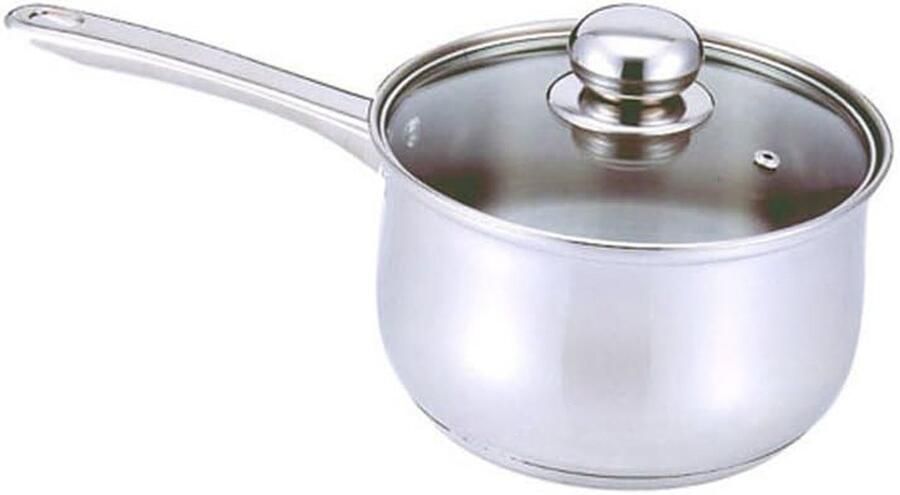 Steelpan met deksel Kookpan sauspan Lekkere maaltijden maken Gelijkmatige warmteverdeling 1 Quart Zilverkleurig