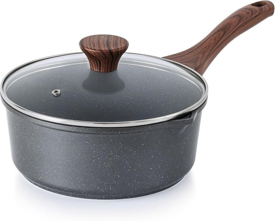 Steelpan met deksel Kookpan sauspan Veelzijdig koken Super antiaanbaklaag 3 liter Grijs