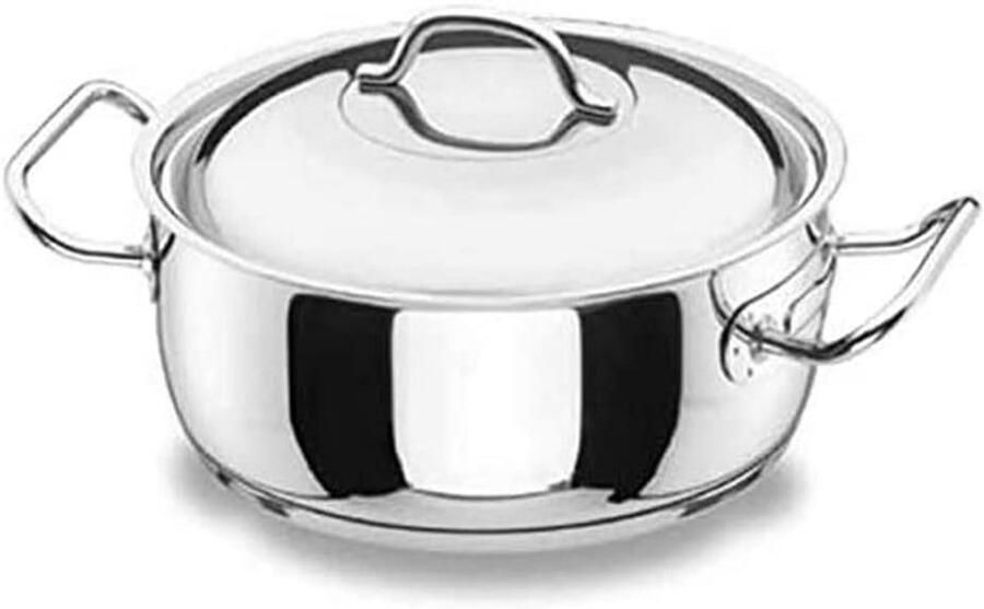 Steelpan met Deksel Kookpan Soeppan Koken op Inductie Energiebesparend 20 cm Gepolijst