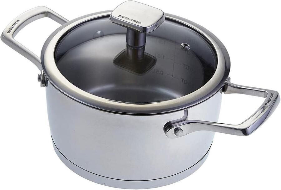Steelpan met deksel Kookpan Veelzijdig Koken Capsulebodem warmteverdeling 22 cm 4.5 liter Zilver