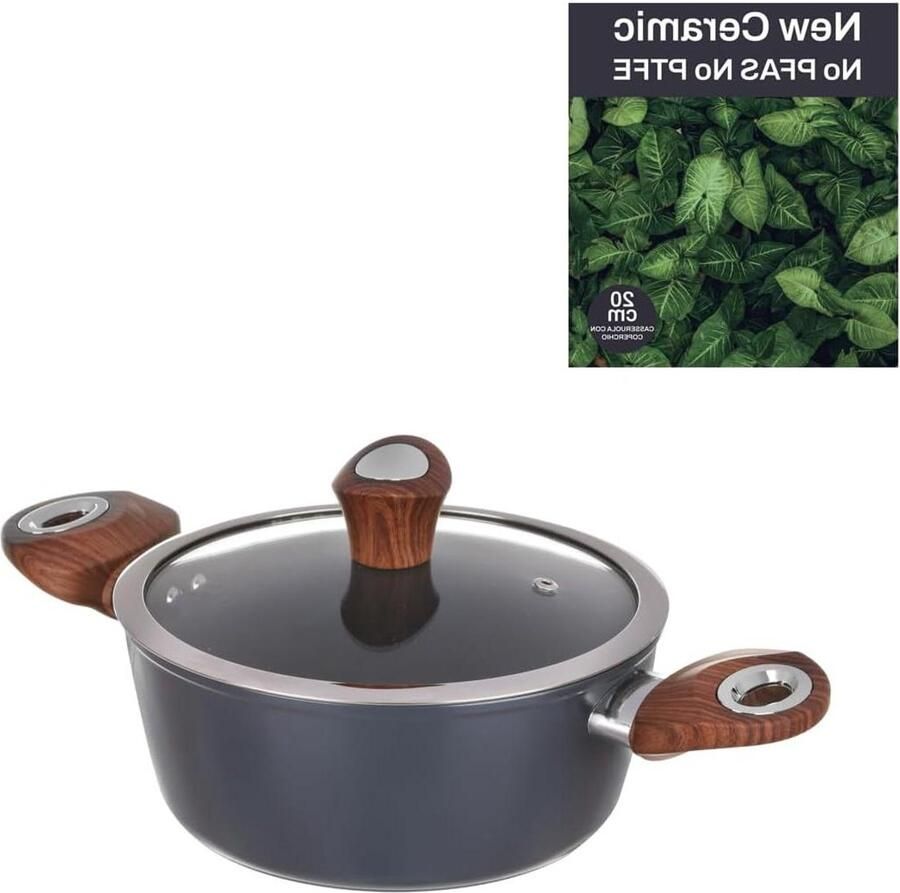 Steelpan met Deksel Sauspan Koekenpan Gezond Koken Keramische Antiaanbaklaag 20 cm Blauw