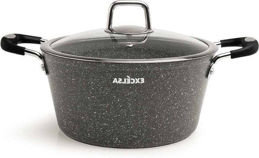 Steelpan met handgrepen Kookpan Koken op inductie Antiaanbaklaag met mineralen 20 cm diameter Grijs