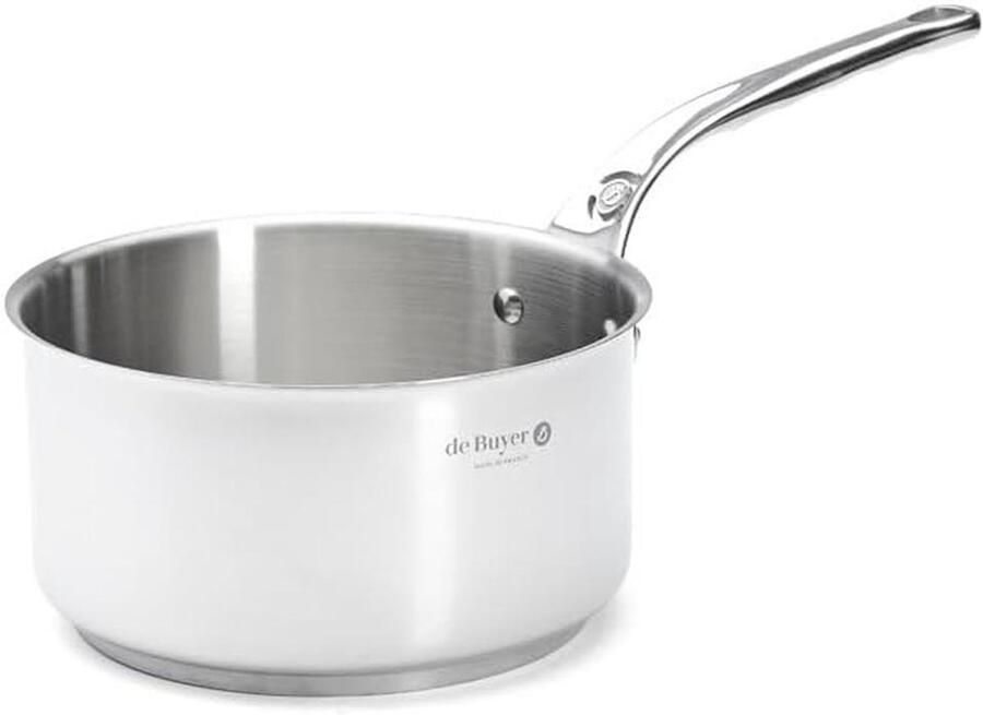 Steelpan Met Handvat Kookpan Sauspan Snel Koken Dik Sandwich Bodem 20 Cm Diameter Zilver