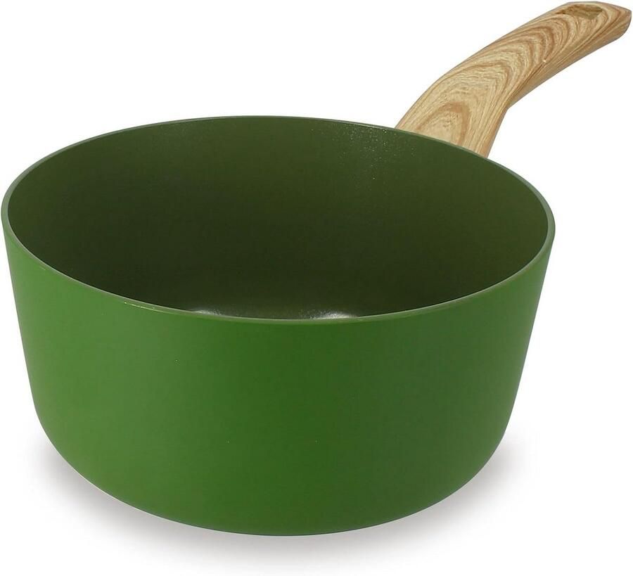 Steelpan Olijfkleur Kookpan Sauspan Gezond Koken Keramische Antiaanbaklaag 18 cm Olijf