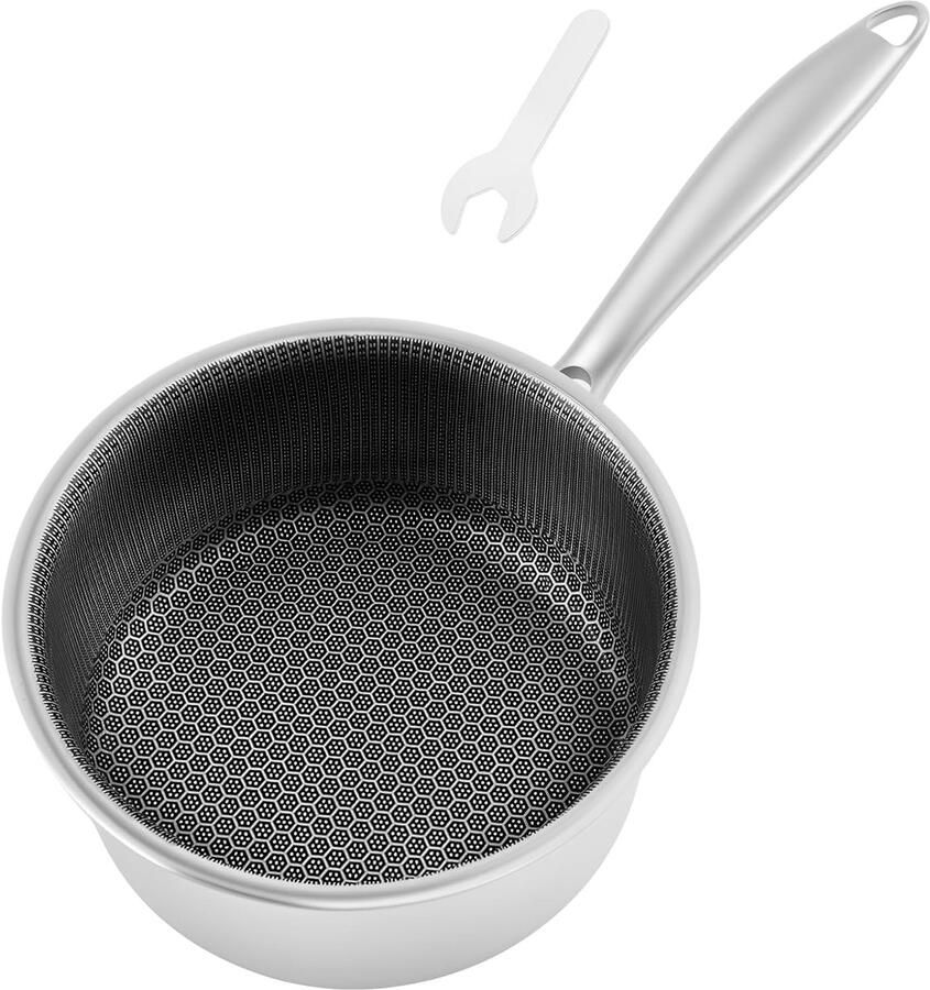 Steelpan Roestvrij Staal Honingraat Pan Babyvoeding Maken Afneembare Handgreep 18 cm Diameter Zilverkleurig