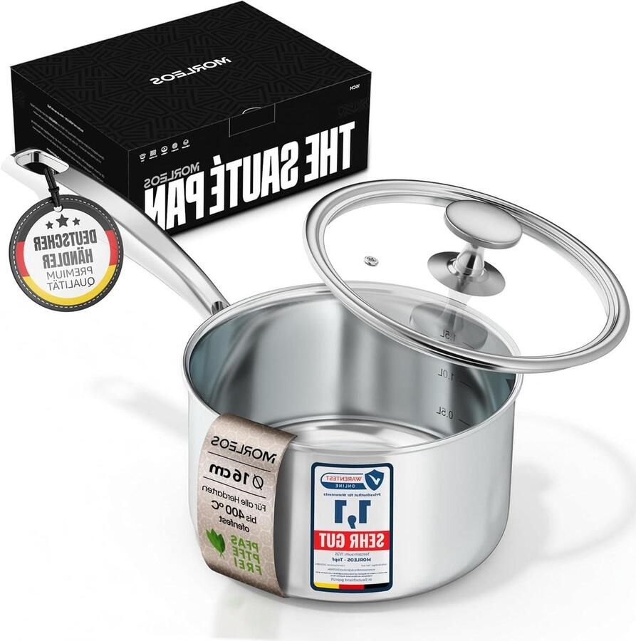 Steelpan Roestvrij Staal Kleine Kookpan Energiebesparend Koken 5-Laags Constructie Ø 16x10 cm Zilver