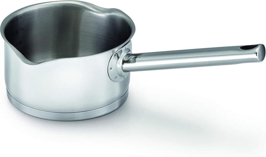Steelpan Roestvrijstaal Kookpan Klein Koken op Inductie Met Gietrand 14 cm Diameter Zilverkleurig