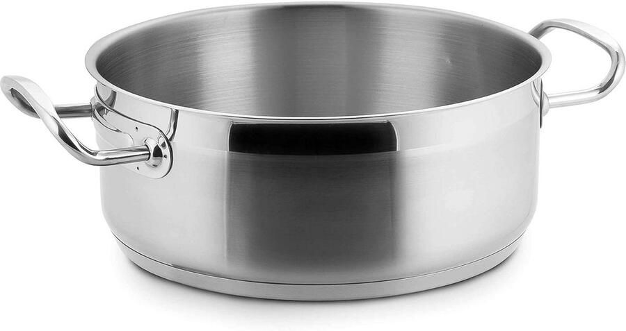 Steelpan zonder deksel Kookpan sauspan Koken en sudderen Thermorend sandwichbodem 32 cm diameter Zilverkleurig