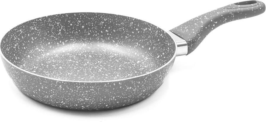 Steen Look Antiaanbakpan 24 cm Hoge Kwaliteit Koekenpan met Soft Touch Handvat Geschikt voor Gas Keramisch en Elektrisch Koken