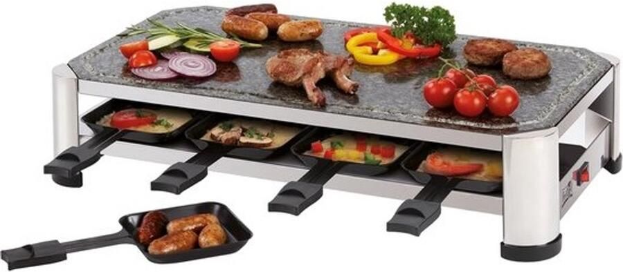 Steengrill Raclette Buitengrill Bakplaat Gezellig Eten Natuursteen Oppervlak 49.5x27cm Zwart Inox