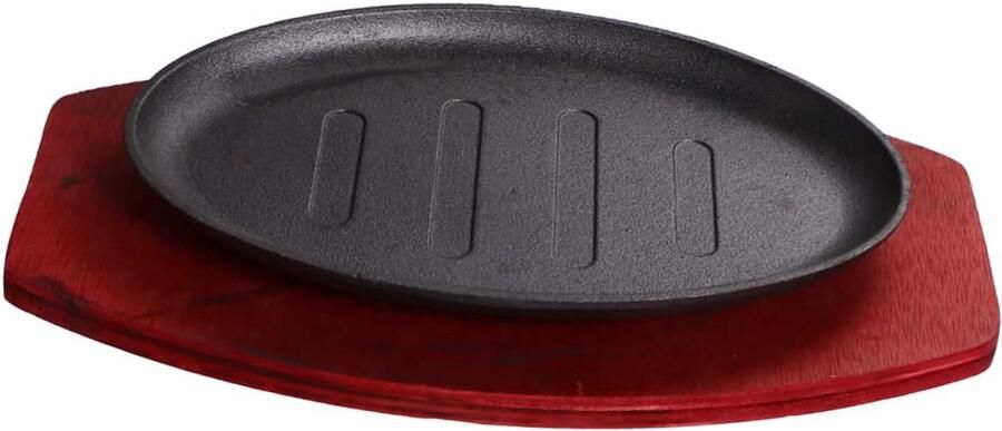Steengrillplaat Gietijzer Bakplaat Teppanyaki Gezond Koken Draagbare Bakplaat 23.5x15cm Zwart