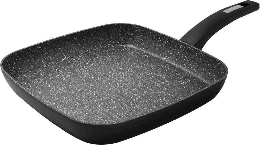 Steengroeven Grillpan 28x28 cm Zwart Geschikt voor Inductie Antiaanbaklaag