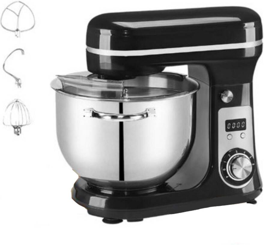 Stemily Keukenmachine Keukenmixer 1200W RVS Mengkom(6L) Keukenrobot Foodprocessor Met Garde Deeghaak en Menghaak