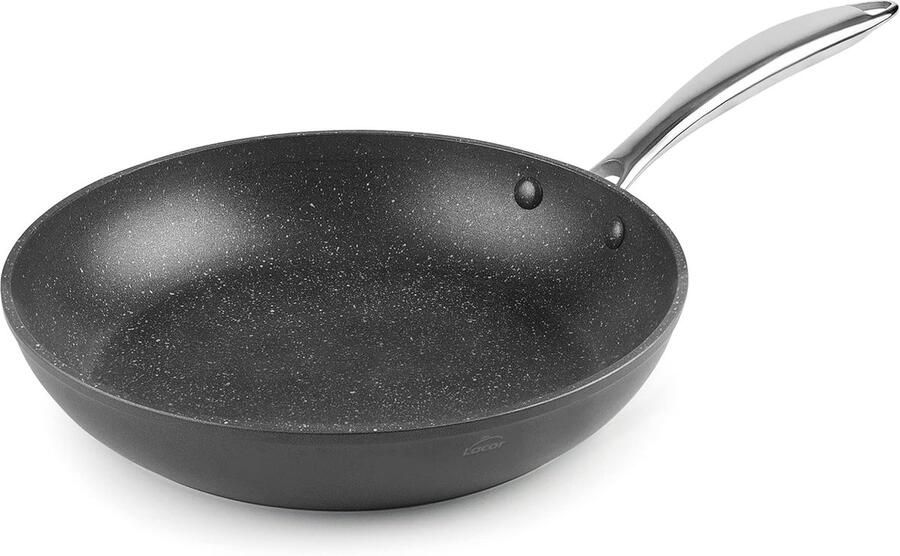 Braadpan met anti-aanbaklaag Koekenpan Gietaluminium Lekker Koken Versterkte steendeellaag 26 cm Zwart