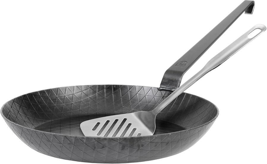 Stevige Gietijzeren Braadpan met Hoge Rand en Ribbels 32 cm Geschikt voor Inductie