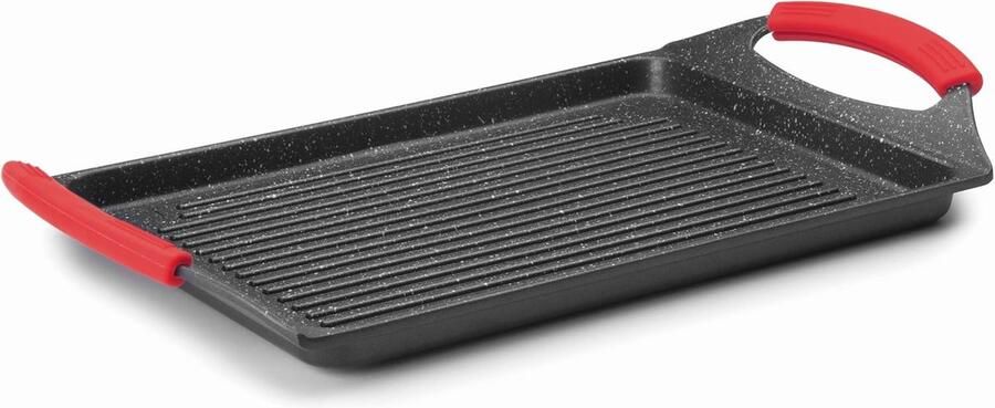 Stevige Grillplaat 33x25 cm Anti-aanbak met Steenlook voor Gezond Grillen