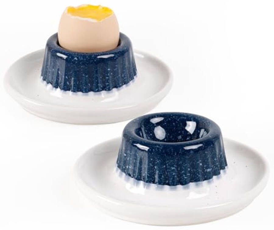 Stevige Stapelbare Eierdopjes met Bord Set van 2 Voor Zacht en Hardgekookte Eieren