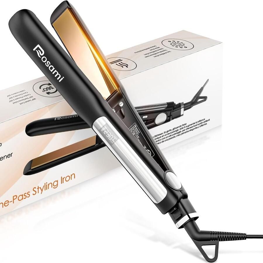 Stijltang 2-in-1 titanium snel opwarmen perfect voor glad haar en krullen ShopVlot