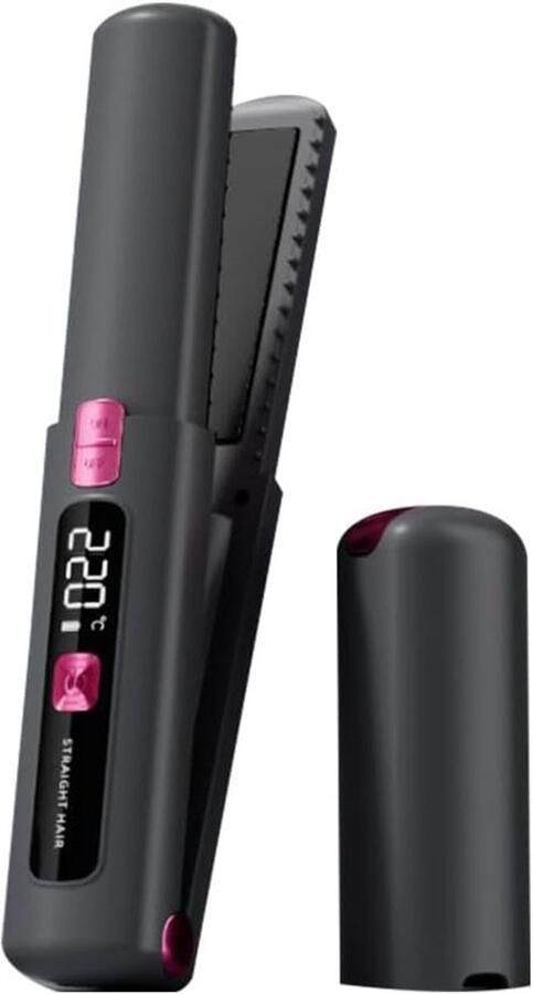 Stijltang Krultang Stijltang en krultang 2 in 1 Draadloze stijltang en krultang 2-in-1 Draagbare keramische stijltang Lichtgewicht en klein Oplaadbaar via USB Met 4500mAh batterij Snel opwarmen in 10 seconden Voor op reis (grijs)