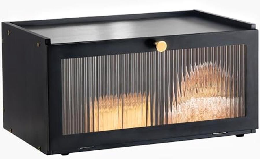 Stijlvolle Bamboe Broodtrommel Hout Look 40 x 25 x 20 cm Voor Ideale Bewaring van Brood