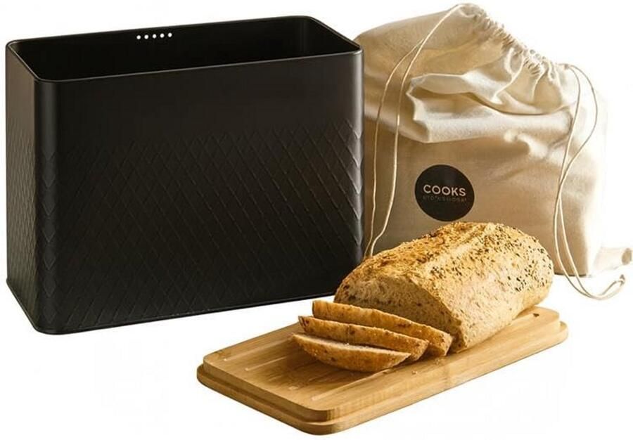 Stijlvolle Broodtrommel met Bamboe Snijplank Deksel en Linnen Zak Modern Ruitpatroon voor Verse Broden en Gebak