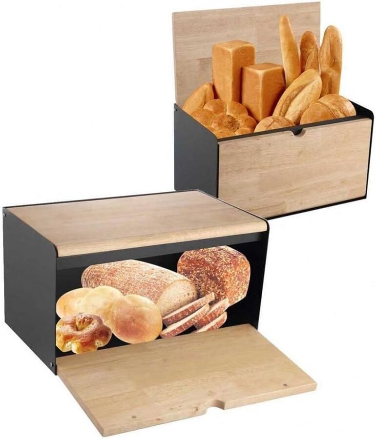 Stijlvolle Broodtrommel met Houten Deksel Ruimtebesparend & Duurzaam