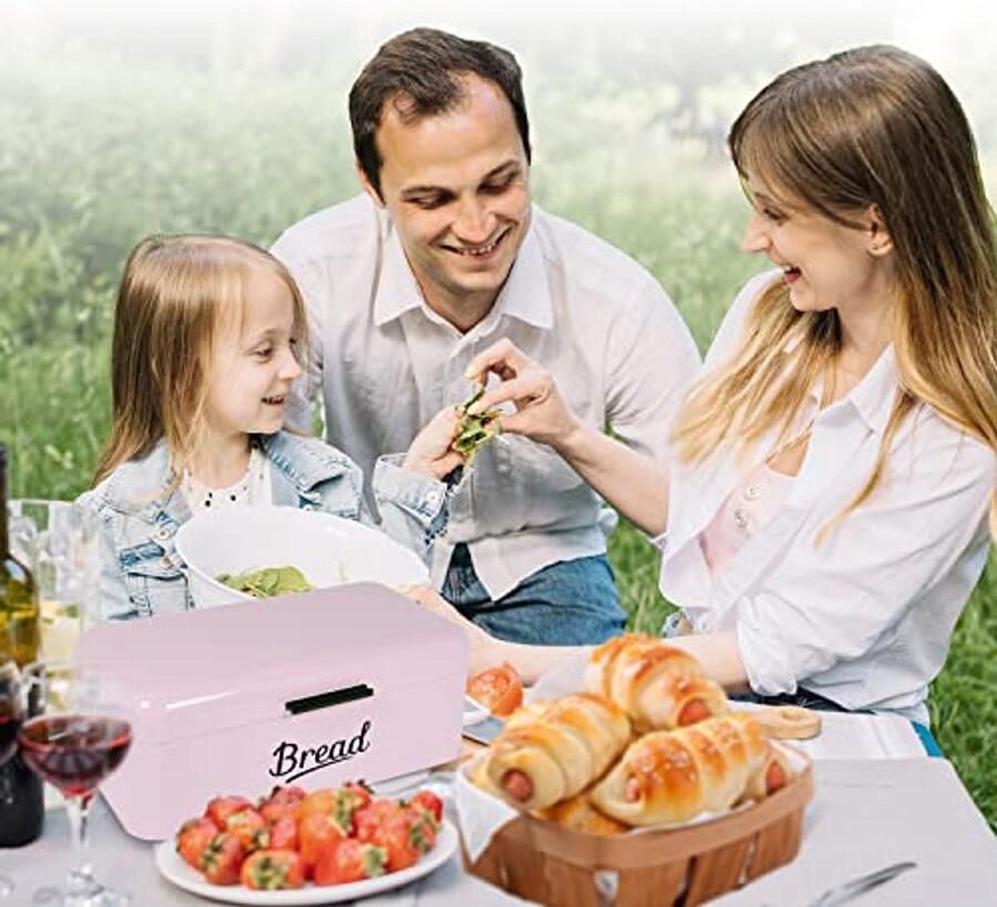 Stijlvolle Broodtrommel van Metaal met Bamboe Deksel Retro Look Ruimte voor Brood en Gebak Bescherming tegen Vocht