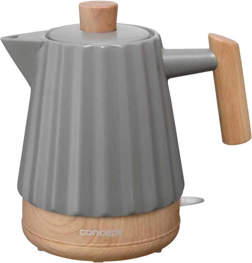 Stijlvolle keramische waterkoker 1 5 liter met houten details – energiezuinig en onderhoudsvriendelijk
