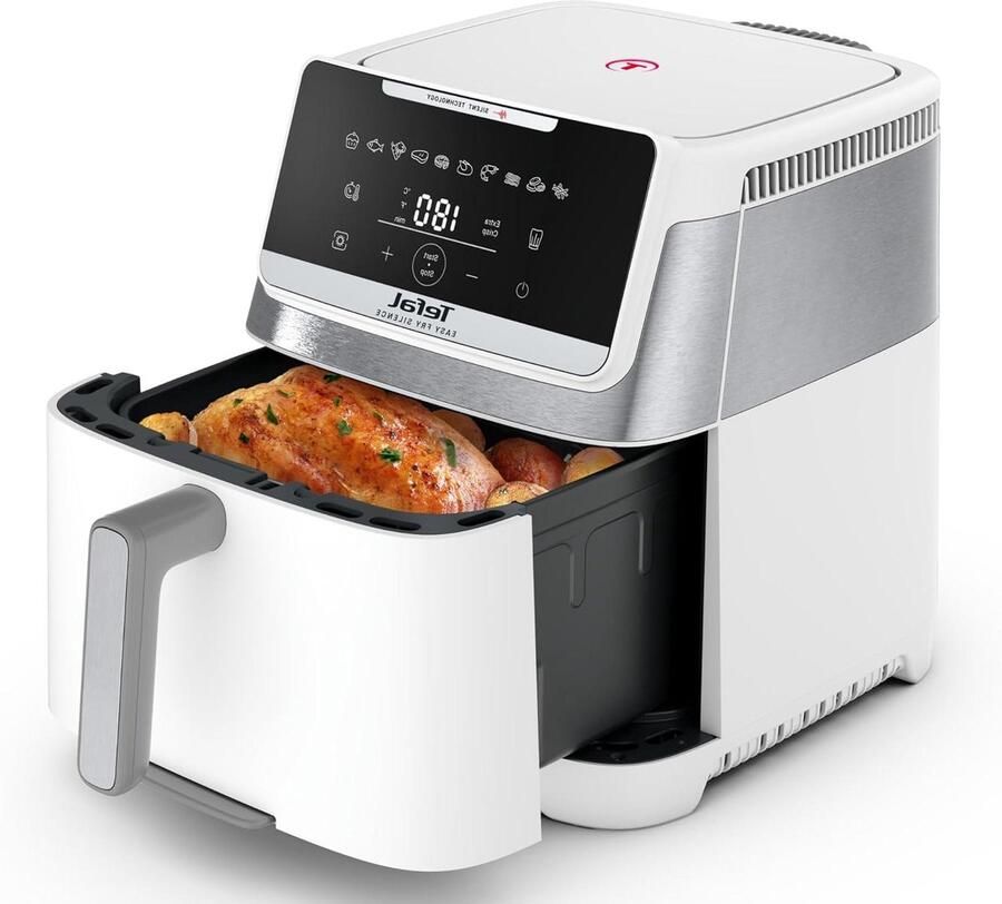 Stille Airfryer Heteluchtfriteuse XXL Gezond Koken Silent Technology 7 Liter Wit