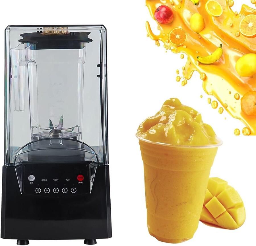 Stille Blender Geluidsarme Blender Smoothies Maken Geluidsdempende Behuizing 1800 ml Zwart