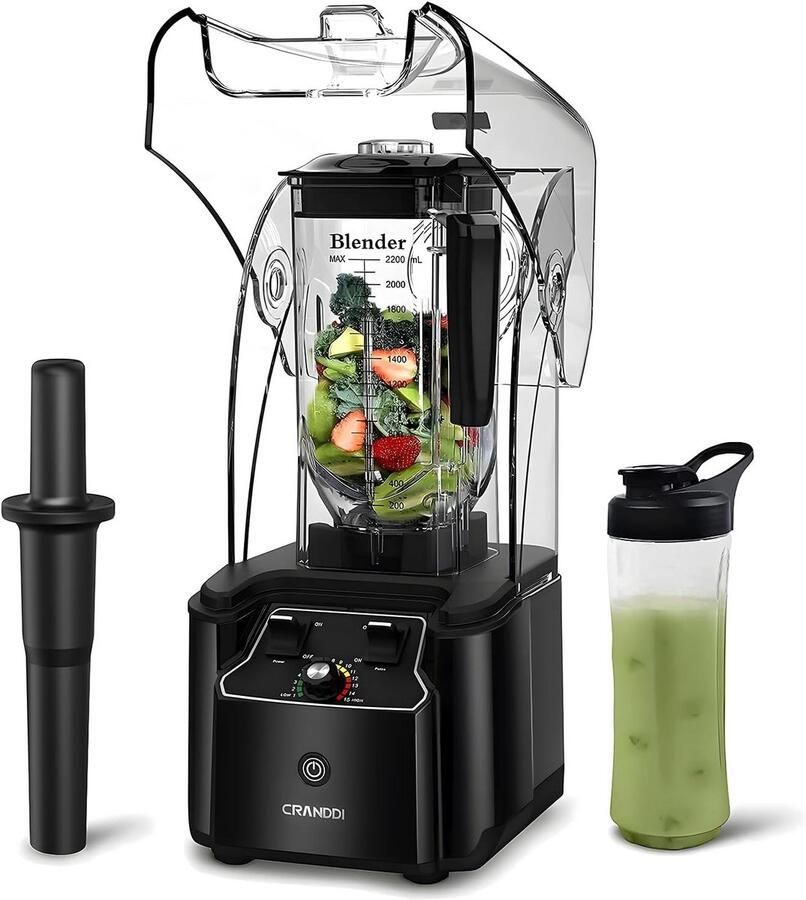 Stille blender met geluidsisolatie 2200W 88 ounce zwart
