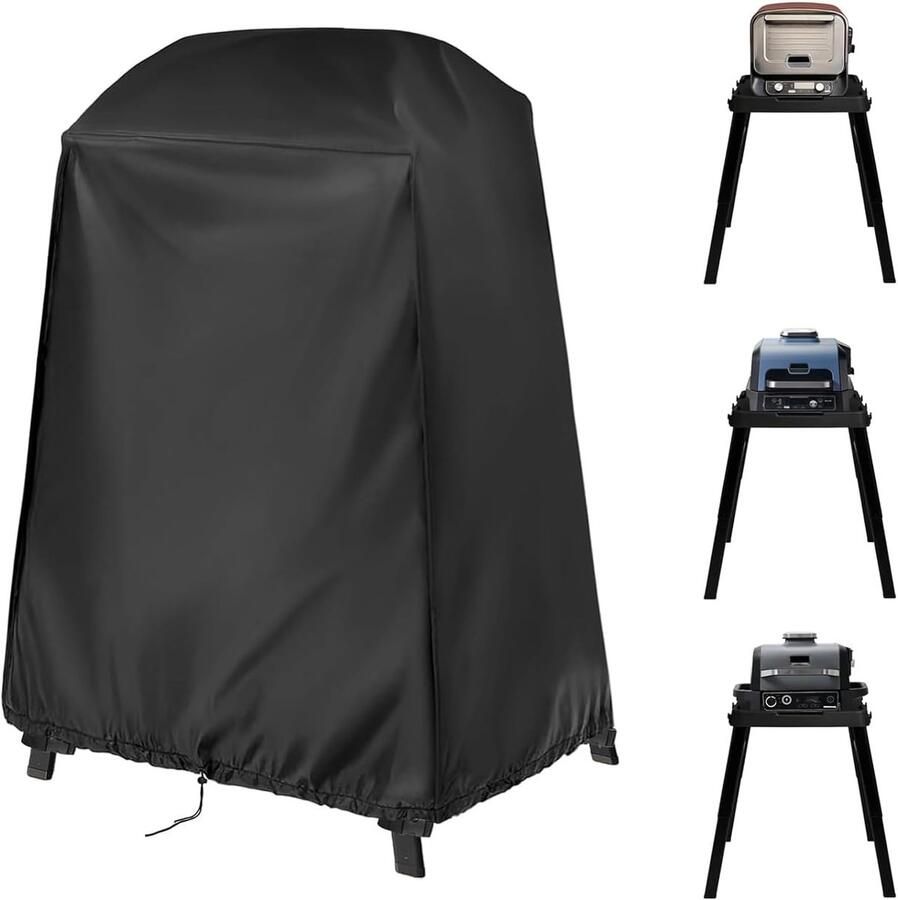 Stofhoes-Pizza-oven Hoes Verticale Afdekhoes voor Pizza-oven 58x46x106 cm 420D Oxford-stof Waterdicht en UV-bestendig Met Verstelbaar Trekkoord Zwart