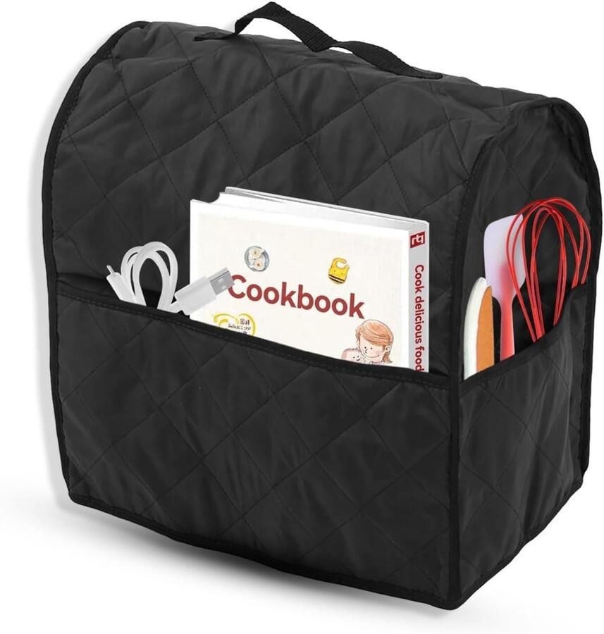 Stofkap Voor Keukenmixers Keuken Voedselstofkap Met Handgreep Aan De Bovenkant Vak Voor Extra Accessoires(zwart)