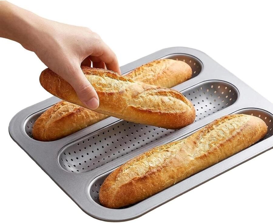 Frans Stokbroodbakblik Brood Bakvorm Brood Bakken Geperforeerd Luchtstroomontwerp 25.5x32cm Zwart