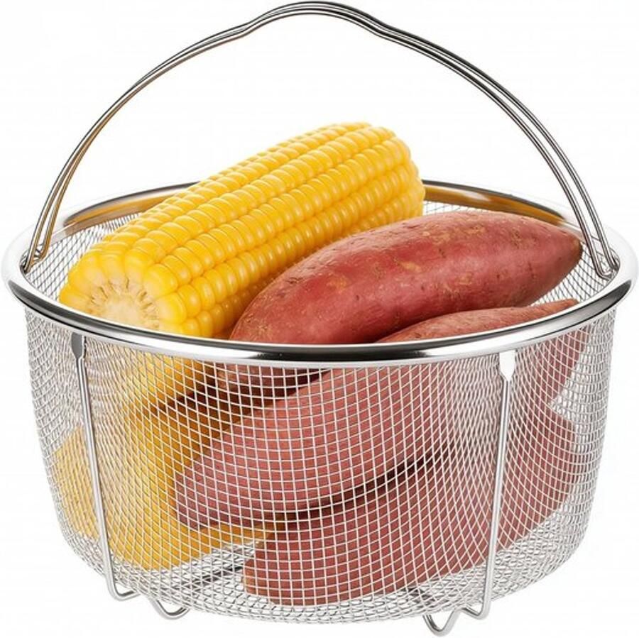Stomende Mand Roestvrij Staal 18cm Mesh Stoommandje Multifunctioneel Keukengerei Koken Groentestomen Voedselveilig Materiaal Stoommand