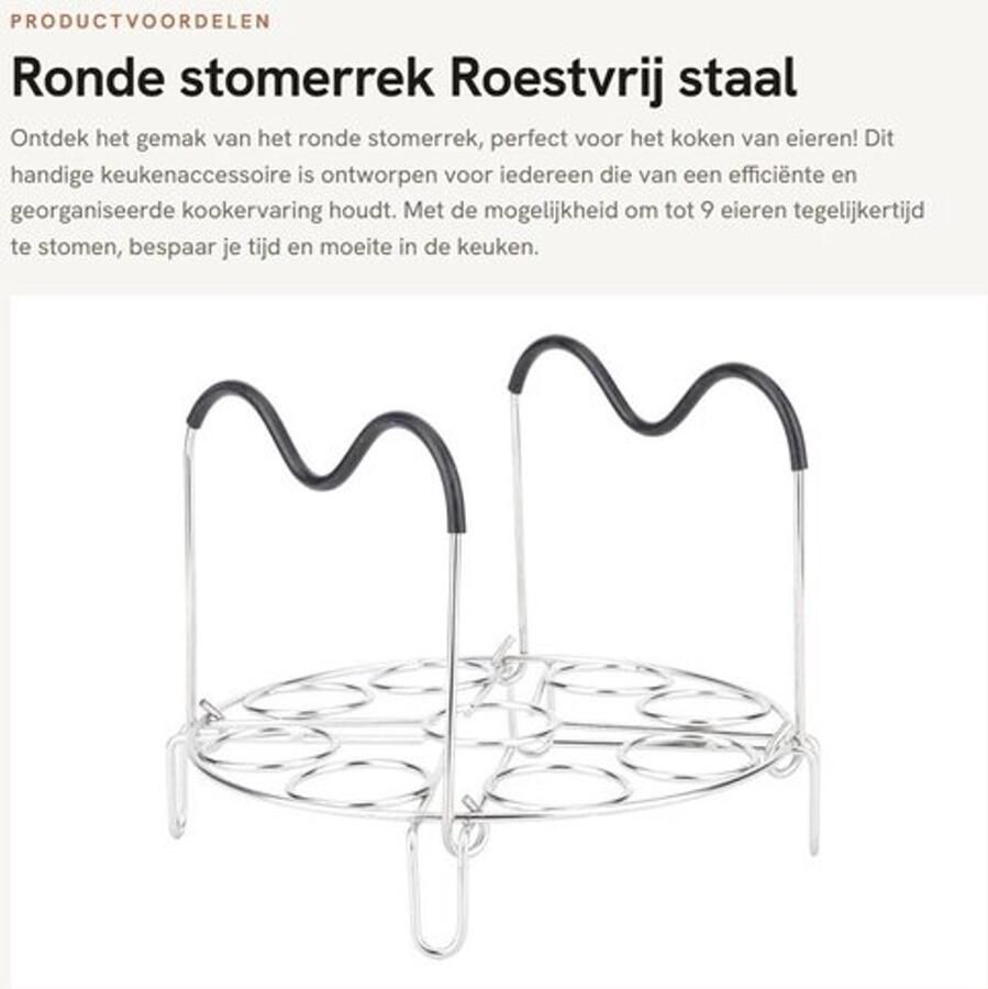 Stomerrek Roestvrij Staal Professioneel Kookgerei 9 Eieren Duurzaam en Corrosiebestendig Handvat Veilig Voedsel Verplaatsen Ei Stoomrek