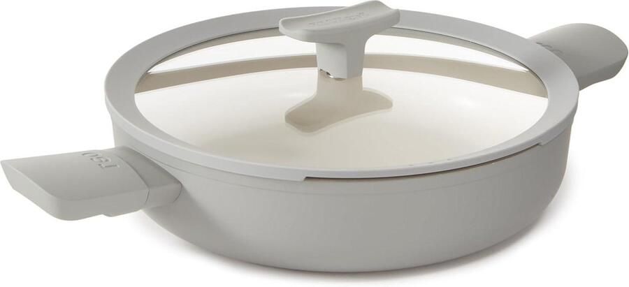Stoofbraadpan met deksel Gecoate sauteerpan Lekker koken Koelblijvende handgrepen 26 cm Maanmist