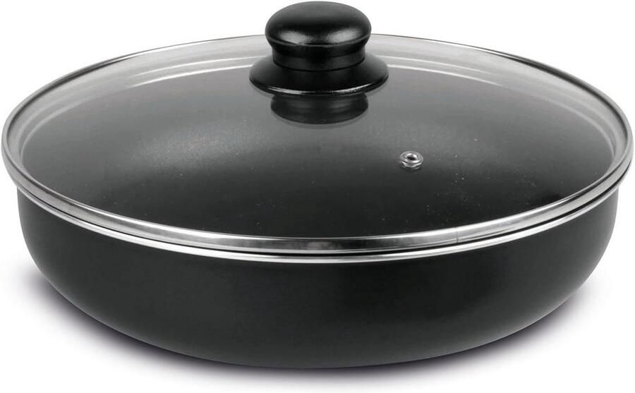Stoofpan met Deksel Braadpan Hapjespan Mee Koken Afneembare Handgreep Ø 26 cm Zwart