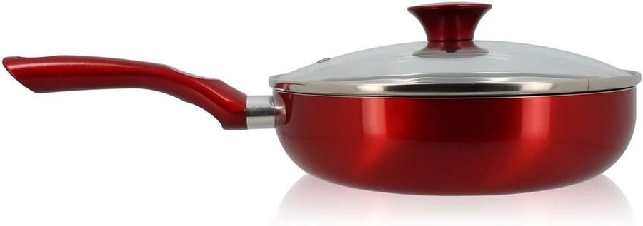 Stoofpan Aluminium Braadpan Hapjespan Gezond Koken Antiaanbaklaag 24 cm Rood
